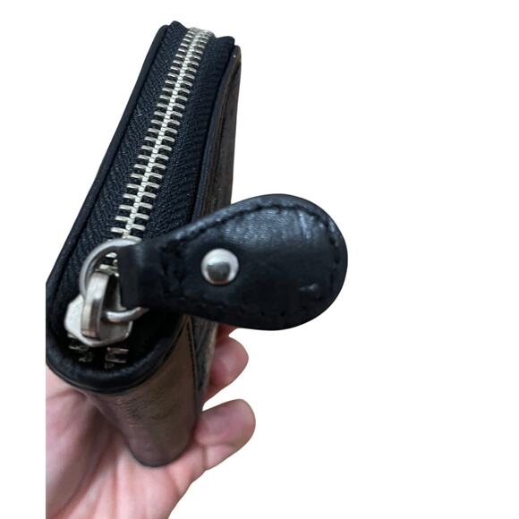 Juicy Couture Black Textured Zip Around Closure Embroidered Heart Crown‎ Wallet - Picture 4 of 8